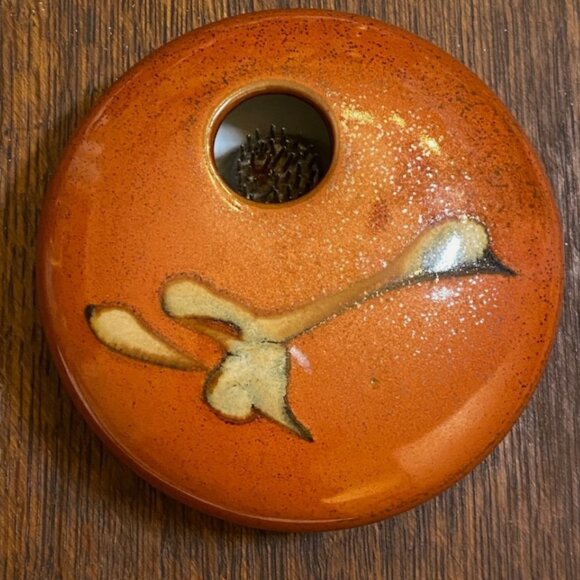 Georgetown Pottery Ikebana Round Flat Vase Flower Frog - Picture 1 of 1